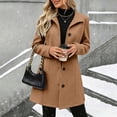 thumbnail image 2 of Tqcoqu Pea Coats For Women Stand Collar Single Breasted Trench Coat Fashion A-Line Fall Winter Jackets, 2 of 10
