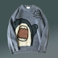 thumbnail image 4 of Huanledash Men Sweater Cartoon Shark Print Round Neck All Match Student Sweater for Daily Wear, 4 of 8