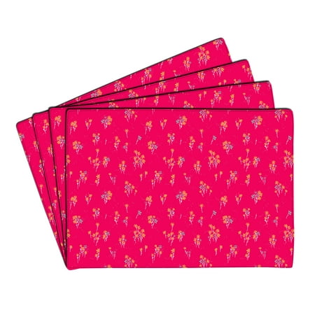 

eloria Floral Printed Table Heat Resistant Placemats Dining Table Mats Cotton Canvas Set of 4 16 x18 Inch