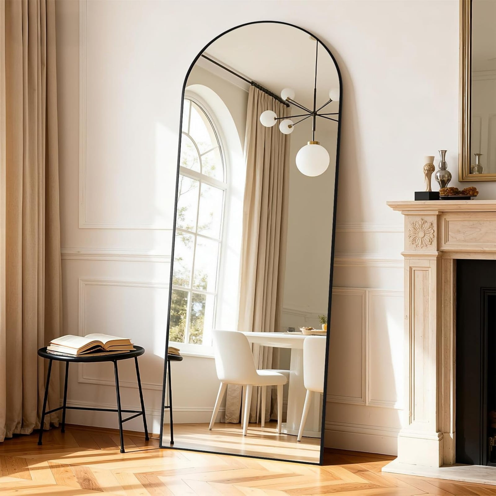 AUROMIR 26"x71" Arched Full Length Mirror Free Standing Full Body Floor Mirror, Black