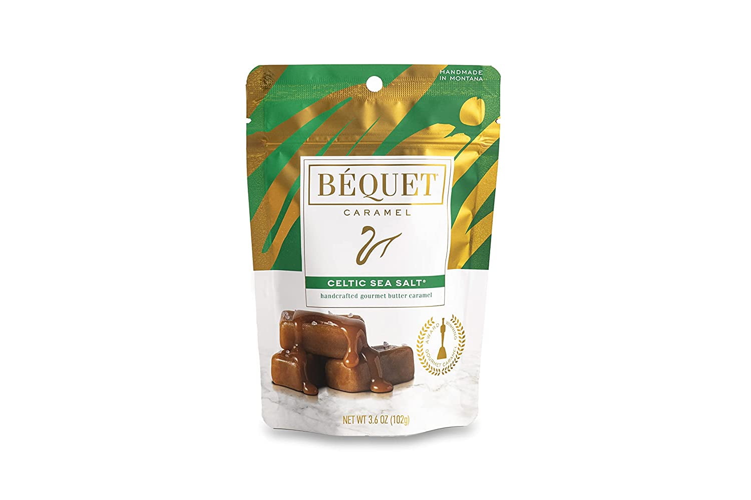 Bequet Caramel Celtic Sea Salt, Handcrafted Gourmet Butter Caramel, 3.6
