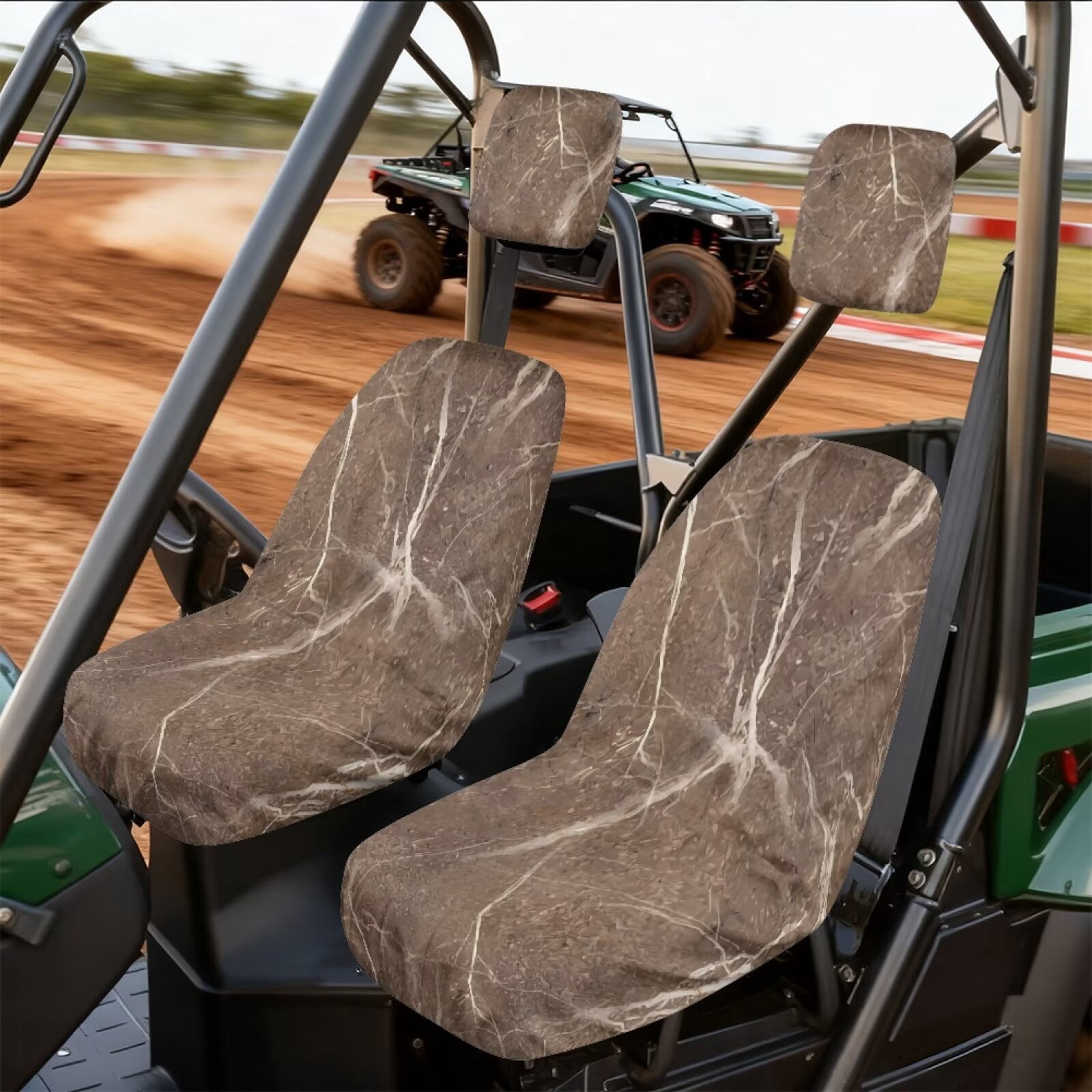 KUIFORTI Brown Camo UTV Seat Covers Seats Cover with Headrest Covers Compatible with Rhino 700 660 450 2004-2021 Waterproof Scratch-resistant Rhino UTV Accessories