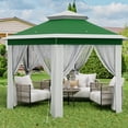 thumbnail image 2 of Gazebo Hexagonal Escamotable - Auvent Extérieur 13 X 13 Pi avec Hauteur Réglable (Vert/beige, Lot de 1), Imperméable et Résistant aux UV, Fenêtres en Maille et Sac de Transport pour Patio, Pelouse, Terrasse - Installation Rapide et Portable, 2 of 6