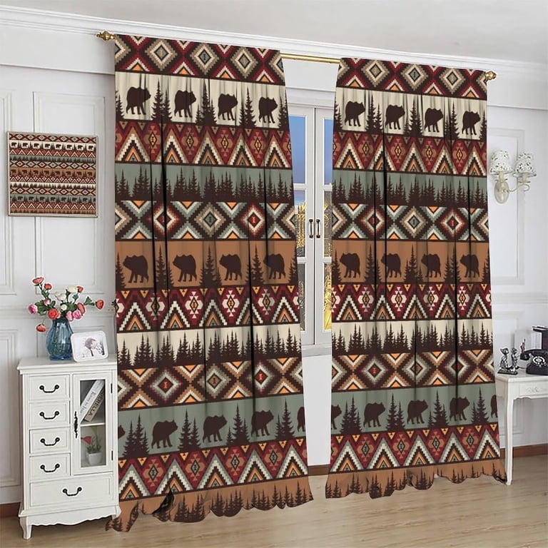 Barn Door Rod Pocket Blackout Curtains Set Of 2 - Rustic Green Leaves & Wooden Wheels Design, 42x54 Inch