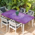 thumbnail image 2 of Boho Floral Table Cloths for 4 Foot Rectangle Tables, Purple Flowers Vintage Bohemian Watercolor Patio Waterproof Elastic Fitted Tablecloths, Washable Rectangular Table Cover for Camping, 2 of 8
