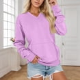 thumbnail image 2 of Liuinsasek Womens V Neck Fall/Winter Solid-Color Sweatshirts Casual Fashion Loose Fit with Pockets Sweatshirts Long Sleeve Pullover, 2 of 6
