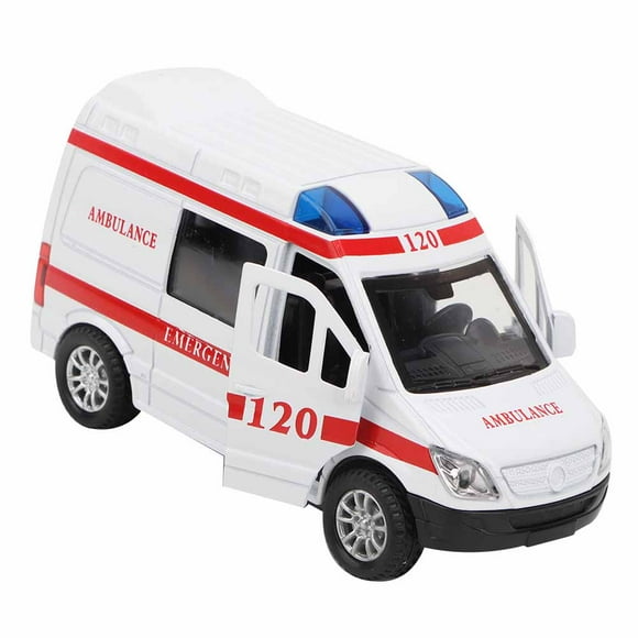 1:32 Ambulance Car Model, Kids Pull Back Alloy Ambulance Car Sound and Light Vehicle Interactive Toy
