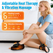 2PCS Foot Massager with Heat & Vibration, Cordless Ankle Brace Wrap Massager , 6 Temperature Settings, 3 Timer & Speed Levels, Adjustable Strap for Ankle Calf