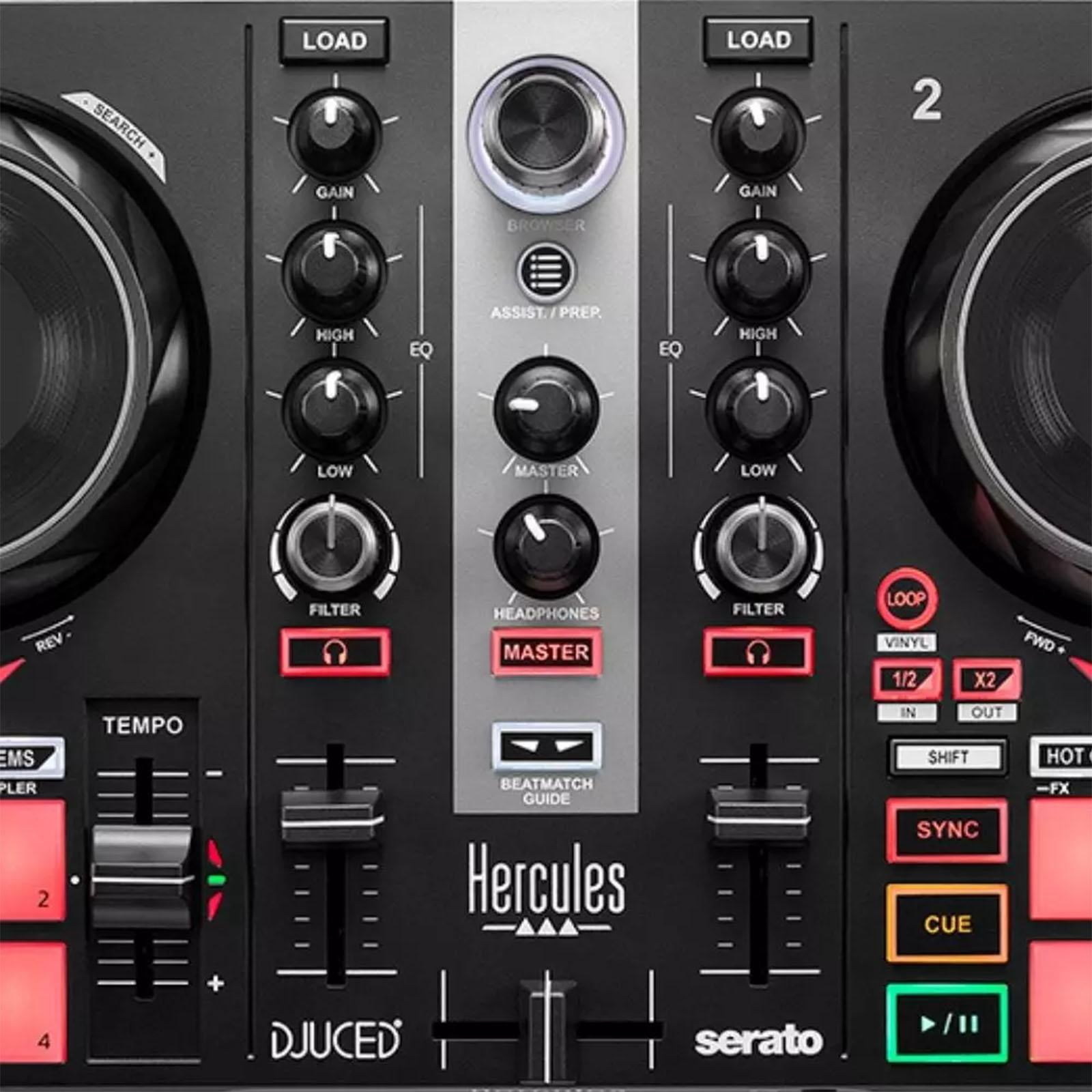 Hercules DJLearning Kit MK2 with DJ Controller, Monitor & Headphones with Desktop Stands Package