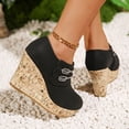 thumbnail image 3 of Rokment Womens Glitter Rhinestones Platform Wedge Dress Shoes 2026 Spring Fall Fashion Sparkly Leather Chunky High Heels Ankle Boot with Side Zipper Black Size 6, 3 of 6