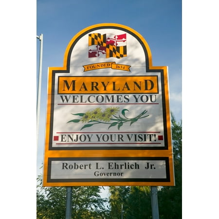 State of Maryland Welcomes You sign Washington DC area Poster (Best Private Schools In Washington Dc Area)