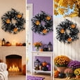 thumbnail image 7 of 12 Inch Black Eucalyptus Halloween Wreath, Artificial Floral Door Wreath with Pumpkin Cutouts for Front Porch Indoor Door Halloween Party Gothic Home Decor, 7 of 7