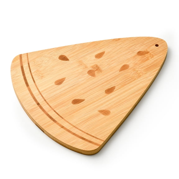 Cook with Color 9.5" x 12" Wood Cutting Board, Decorative Fruit Shaped Serving and Slicing Board, Watermelon