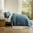 thumbnail image 2 of EVERGRACE Cotton Sateen Quilt Set Queen Size, Pre-Washed Cotton Channel Stitch Coverlet Bedspread, 3 Pieces Lightweight Soft Bedding Sets for All Season, with 2 Pillow Shams, Sonoma Blue, 2 of 8