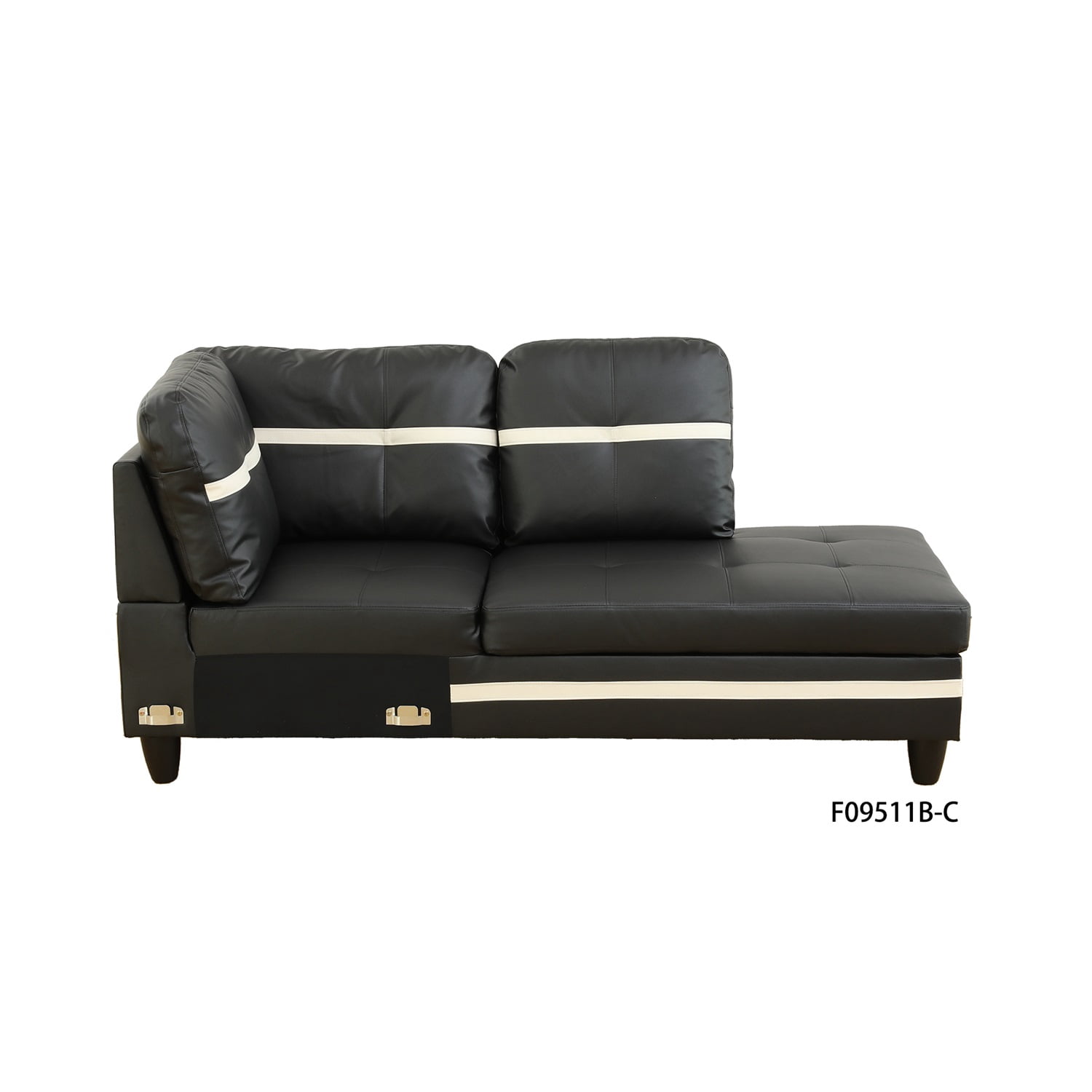 Hommoo L Shaped Sectional Couches and Sofas, 4-Seat Semi Semi PU Synthetic Leather Sectional Sofa Sets with Waistline, Modern Living Room Furniture Sets, Black and White(No Ottoman)