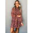 thumbnail image 5 of Women's Red Floral Long Sleeve High Neck Mini Dress for Daily Wear | XL, 5 of 6