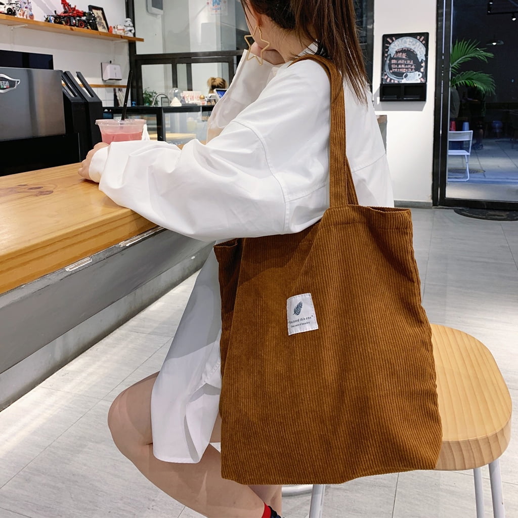 Corduroy Leather Women Patchwork Shoulder Bag Soft Plush Stripes Design  Handbag Female New Satchels Cloth Fabric Tote For Ladies