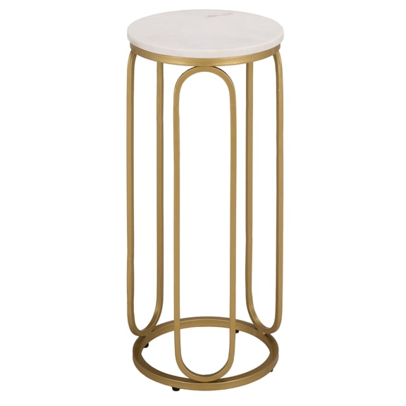 Safavieh Daveigh Metal and Marble Modern Round End Table, White Marble/Gold