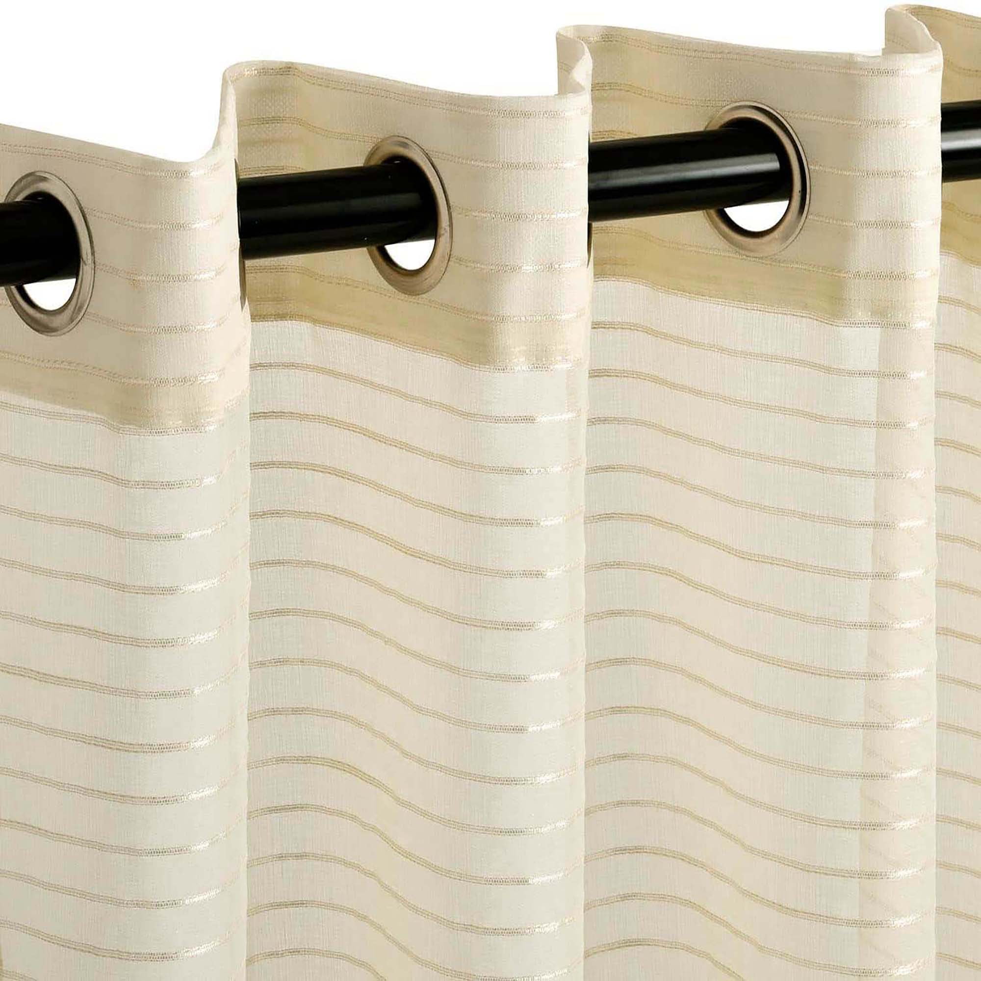 Superior Jackson Stripe Sheer Curtain Grommet Curtain Panel Set, 52" x 108", Ivory