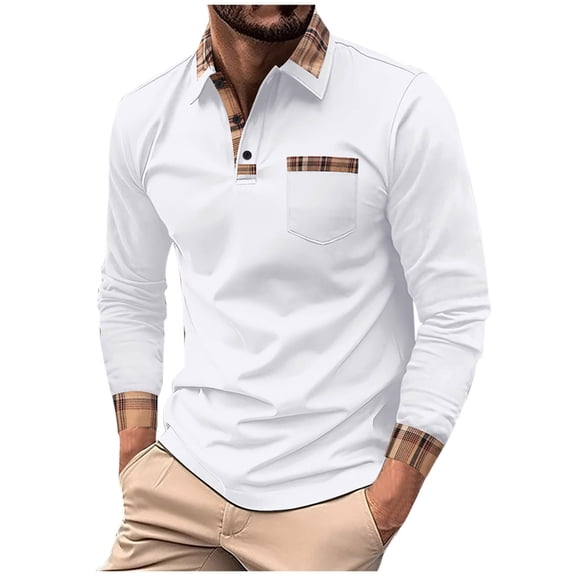 Annhoo Shirts for Men Casual Button Collared Long Sleeve Tops Dressy Office Blouse Solid Color Stylish Outdoor Work Pullover