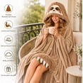 thumbnail image 5 of Sloth Wearable Hooded Blanket for Adults - Sloth Warm Flannel Blanket with Sleeves Hoodie - Sloth Gifts for Women Adults (Brown Sloth), 5 of 6