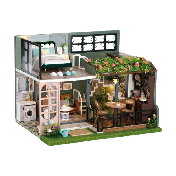 Robotime Sakura densya 3D puzzle en bois bricolage maison de poupée booknook  étagère insert décoratif allée Mini set 