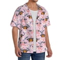 thumbnail image 2 of Vsdgher Pink Butterfly Daisy Men's Cuban Shirt, Hawaiian Shirts, Business Casual Button Down Shirts, Short Sleeve Shirt-4X-Large, 2 of 5