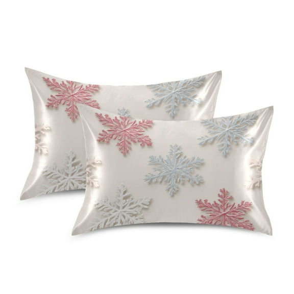 Silky Satin Standard Pillowcases For Hair And Skin Snowflake