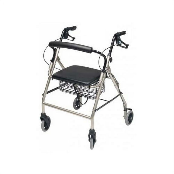 Lumex Walkabout Wide Rollator with Seat - Wide 15.5" Seat with 350 lb. Weight Capacity - Burgundy, RJ4318R