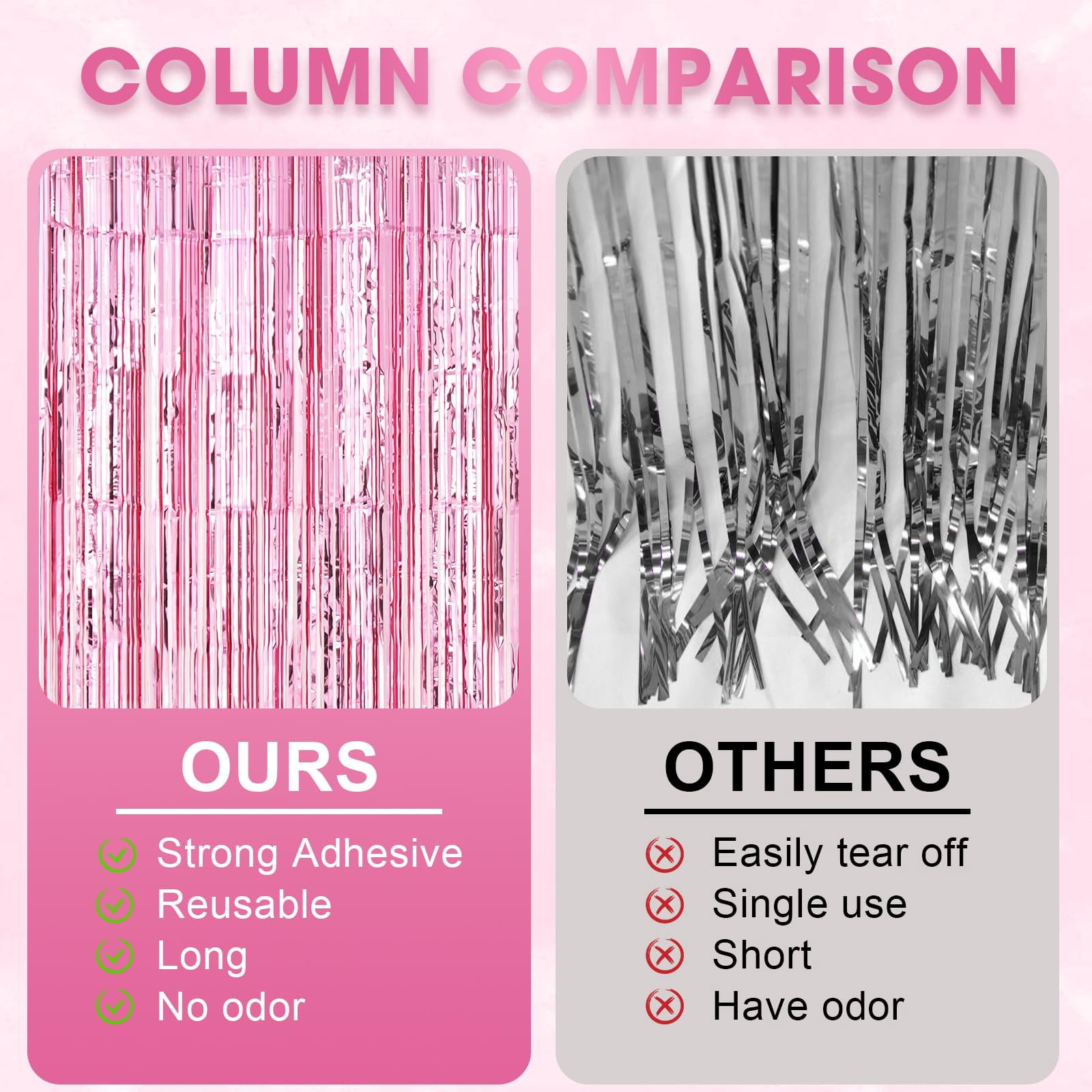 3 Pack 3.3x8.2 Feet Champagne Foil Fringe Backdrop Curtains, Tinsel Streamers for Birthday, Graduation, Baby Shower, Gender Reveal, Disco Party Decorations