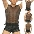thumbnail image 6 of Mens Tank Top Mesh Fishnet String Vest Sleeveless See Through Slim Sport Shirts, 6 of 6