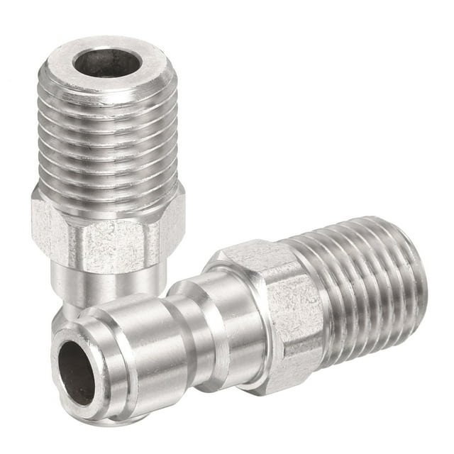 Uxcell 2 Pack Pressure Washer Adapter, 1/4" Male Quick Plug to M14x1.5mm Male Stainless Steel Quick Connect Fittings Swivel Adapter for Pressure Power Washers Hoses