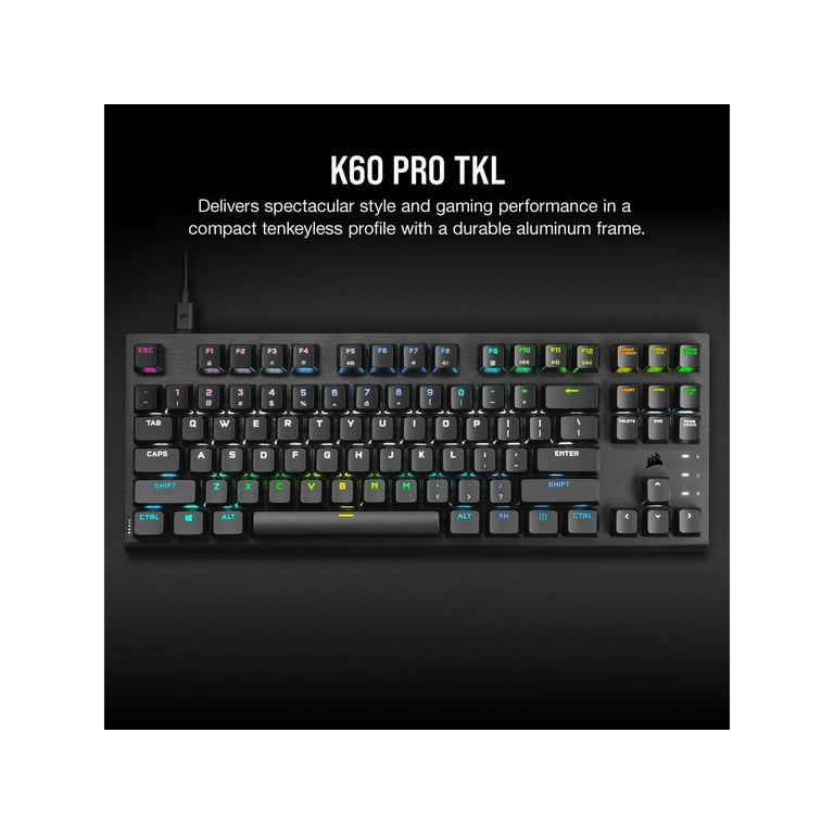 Corsair K60 PRO TKL Wired Optical-Mechanical OPX Linear Switch Gaming  Keyboard with 8000Hz Polling Rate - Black