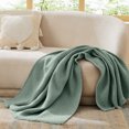 thumbnail image 2 of Cozy Comfort Sage Green Throw Blankets for Couch, Decorative Waffle Woven Blanket with Tassels, 50x60 inches, 2 of 8
