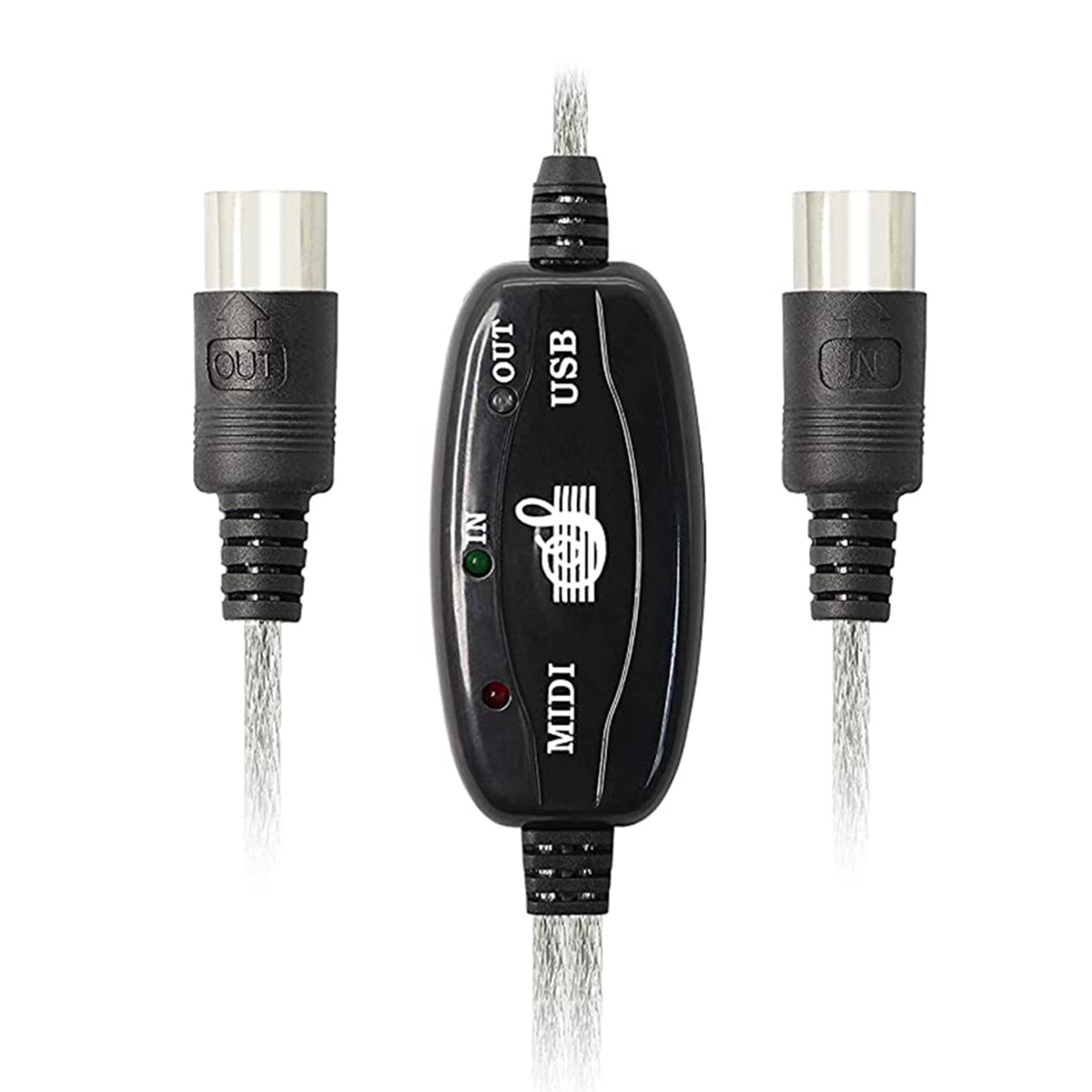 5 Pin MIDI In-Out Interface to USB Converter Cable for MIDI Music