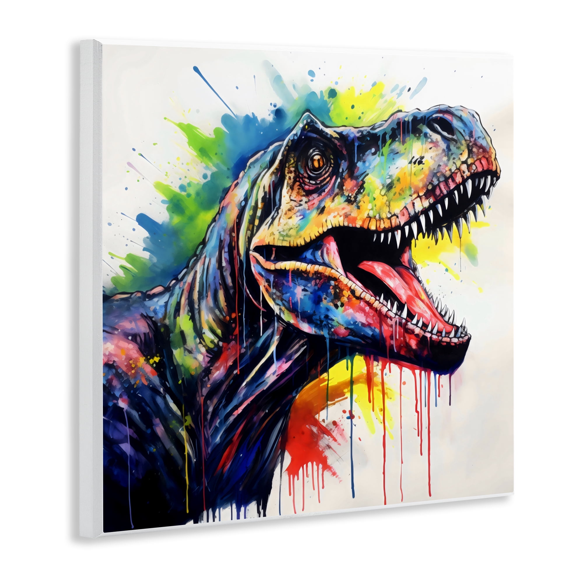 Stupell Industries Colorful T-Rex Roaring Wall Plaque Art, design by Creative Studio