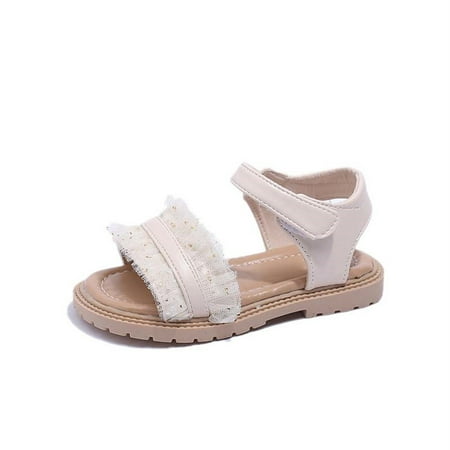 

Vedolay Toddler Baby Girl Shoes Breathable Shoe Dew Toe Shoe Bag Head Sandals Girl Sandals Baby Soft Shoe Kids Shoes Size 4(Beige 9.5)