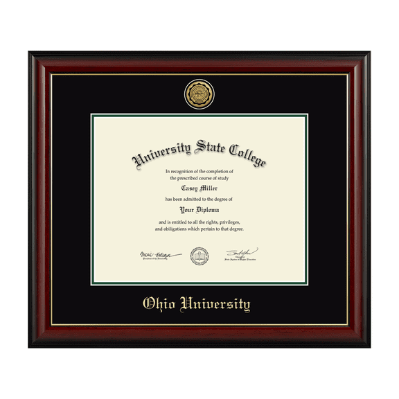 Framerly - Ohio Diploma Frame with Black and Tartan Green Mat
