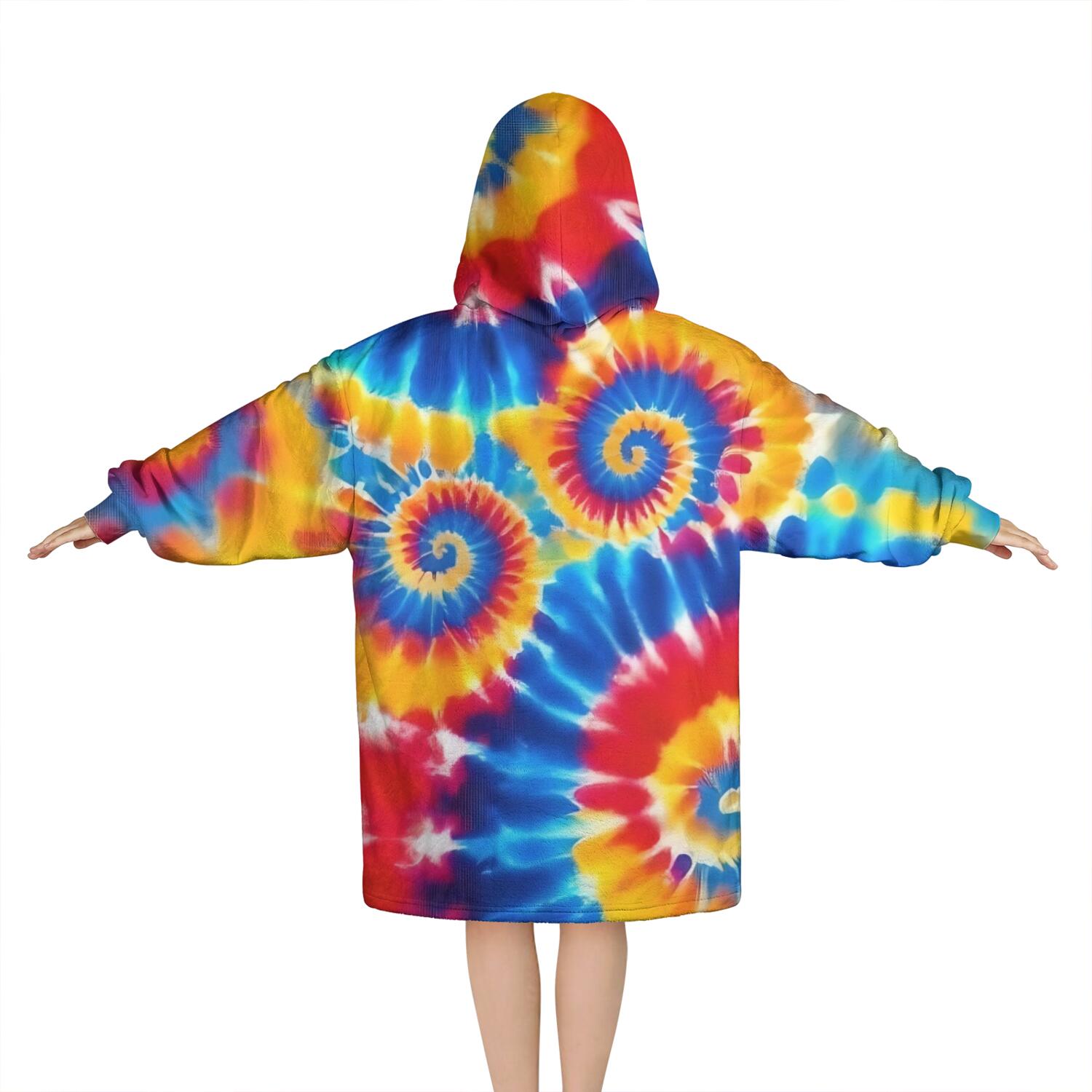 Colorful Tie Dye Multi Spiral Pattern Blanket Hoodies for Kids 6-13YR Oversize Wearable Blanket Hoodies for Boys Girls Teens
