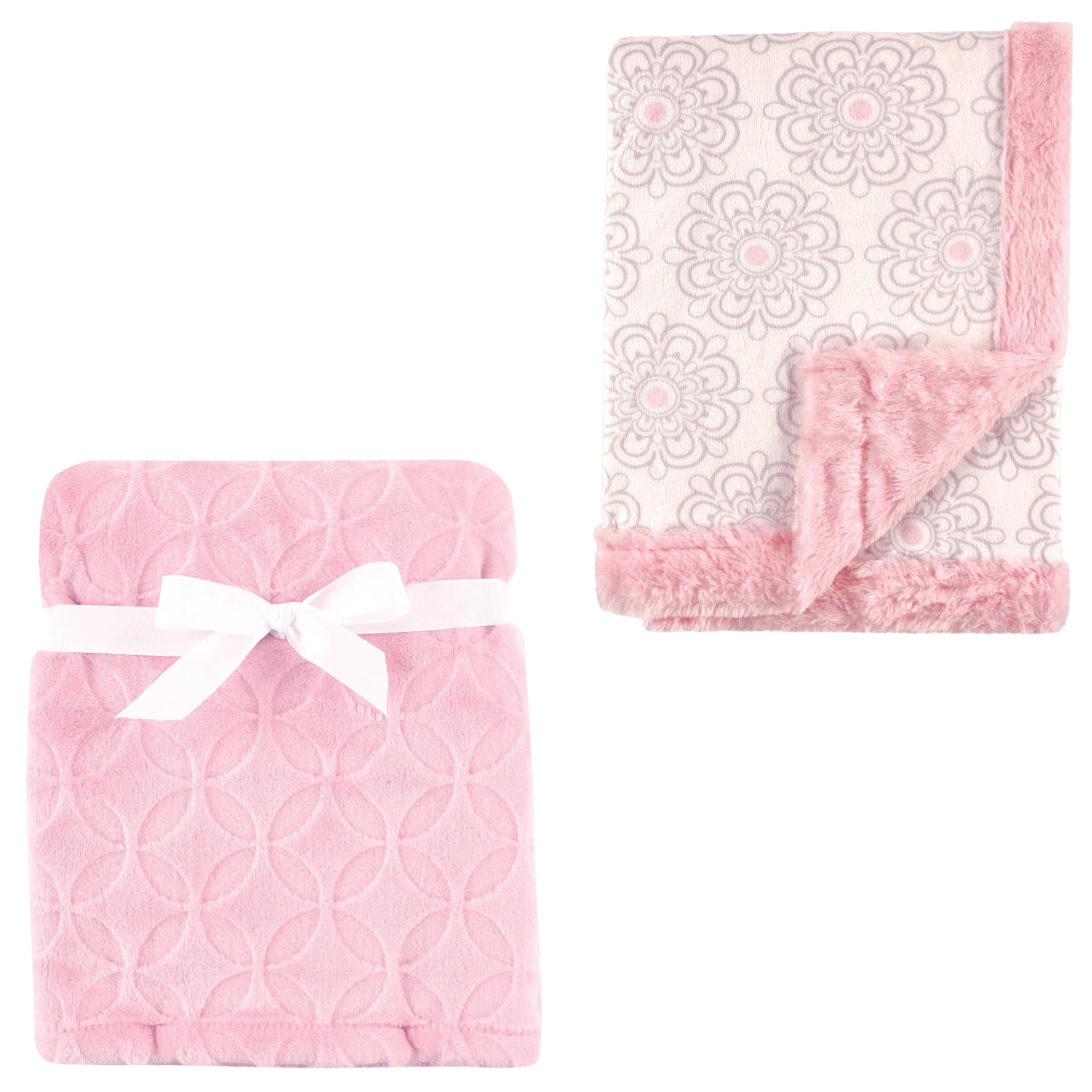 Hudson Baby Girls' Plush Blanket 2pack