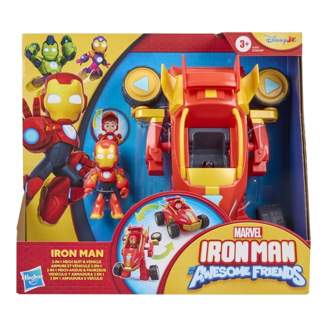 Set de Juego Hasbro Iron Man and his Awesome Friends Vehículo y Armadura 2 en 1 Iron Man