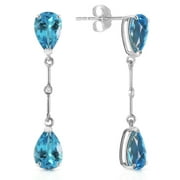Galaxy Gold 14k White Gold Natural Pear-shaped Blue Topaz Stud Drop Dangle Earrings