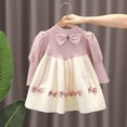thumbnail image 2 of Lenpel Toddler Girl Dresses Infant Cute Long Sleeve Crew Neck Color Block Soft Casual Dresses Fall Winter Outfits, 2 of 7
