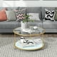 thumbnail image 1 of Mesa de centro redonda para sala de estar Mesa pequeña y elegante Parte superior de cristal Patas de acero 84 x 45,5 cm Dorado esquí esquí Gafas de esquí, 1 of 5