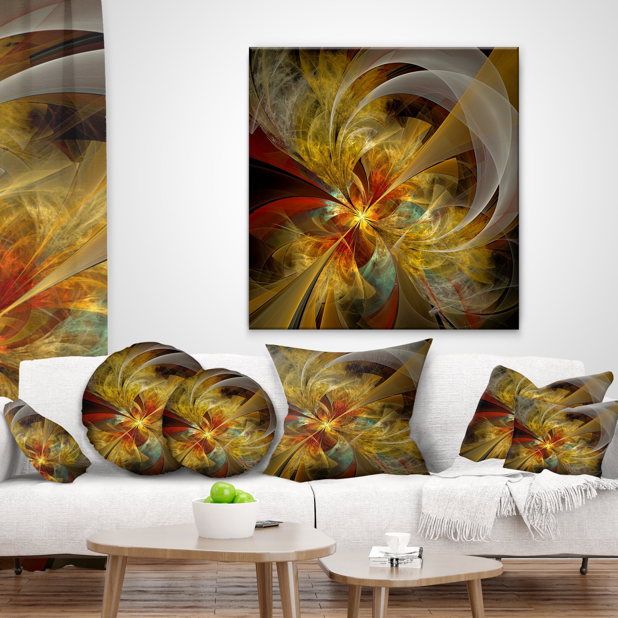 Designart 16" x 16" Contemporary and Modern Black Flower Polyester Throw Pillow