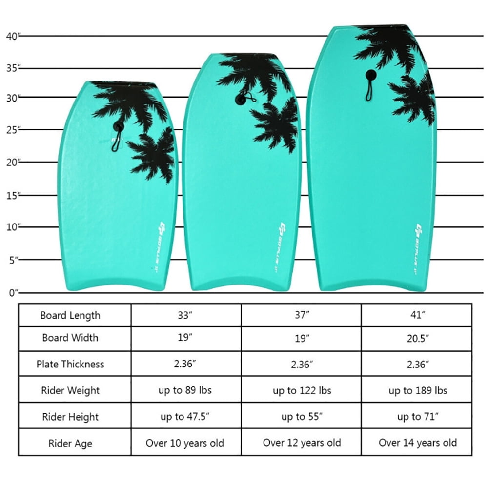 Spaco 33 Inch/37 Inch/41 Inch Lightweight Super Surfing Bodyboard, Performance Fish Soft Top Surfboard for Kids and Adult