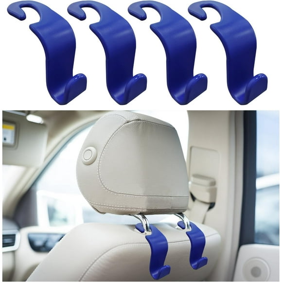 Yazoeia Lot de 4 Crochets d'Appui-tête de Siège de Voiture, Organisateur Élégant pour Sac à Main, Sac à Main, Vêtements, Manteaux, Sacs d'Épicerie, Accessoires Intérieurs Universels pour la Plupart des Voitures (Foncé CJC912-115317)