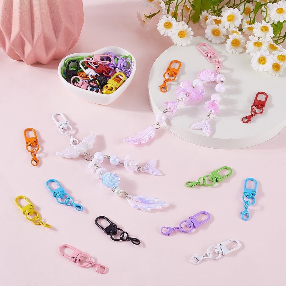 36Pcs 9 Colors Colorful Swivel Clasps Metal Lobster Claw Clasp