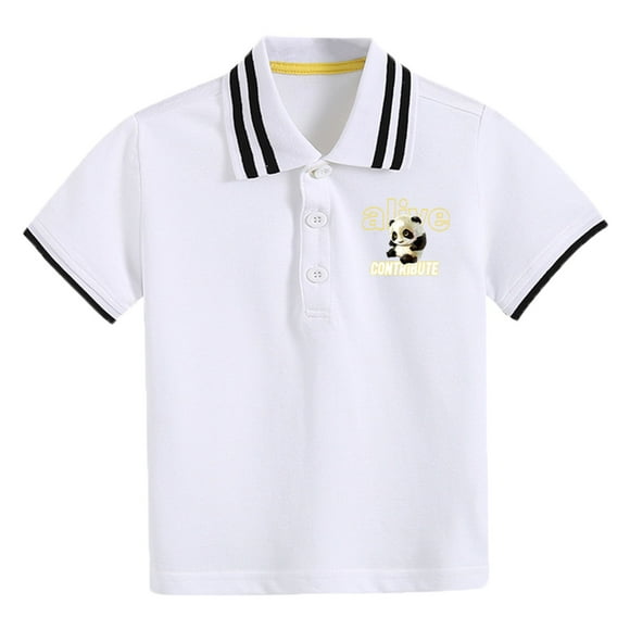 PEASKJP Boy's Uniform Polo Shirts Casual Slim Fit Mock Neck Basic Designed Cotton,White 120