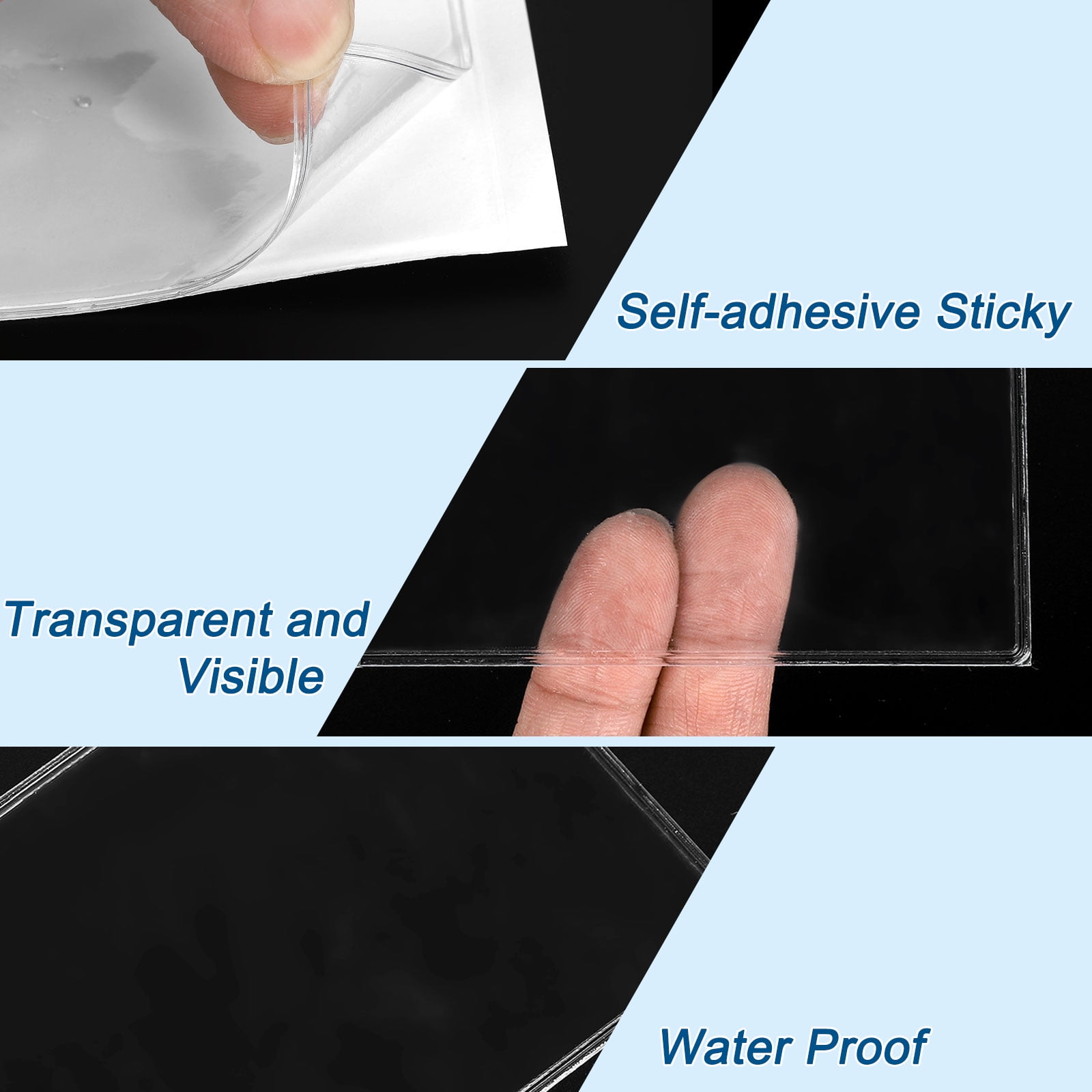 Uxcell 35 Pcs Self Adhesive Index Card Pockets with Top Open, 3.5" x 2.8" Clear Plastic Labels Holders Card Holder for Libraries Organizing and Protecting Index Cards, Transparent